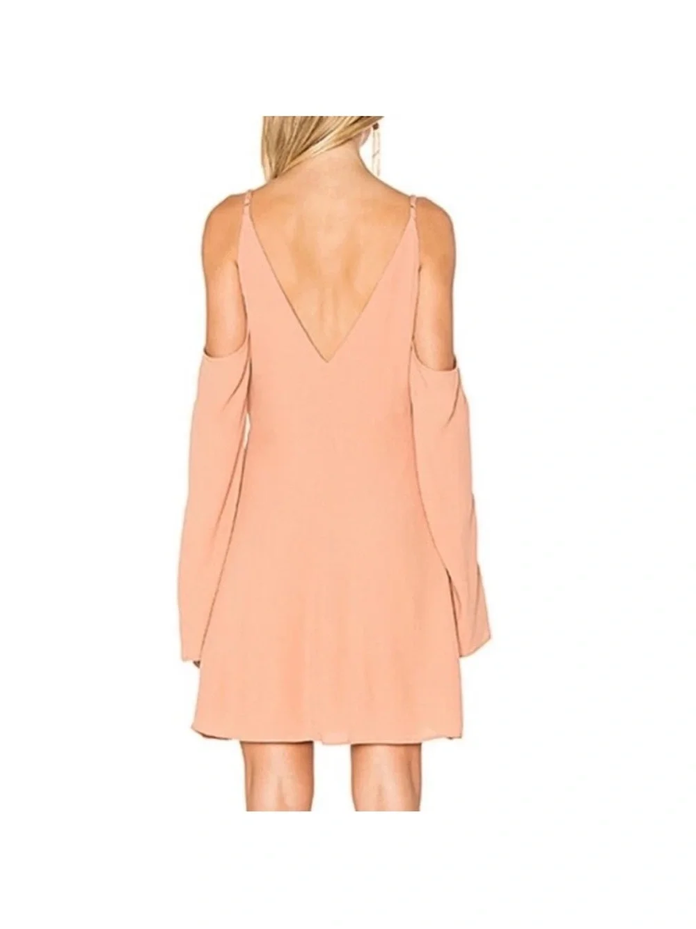 Lovers + Friends Peach Cold-Shoulder Wrap Mini Dress - Picture 4 of 12